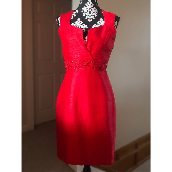 Handmade Custom Red Rhinestone Dress - Picture 1 of 4